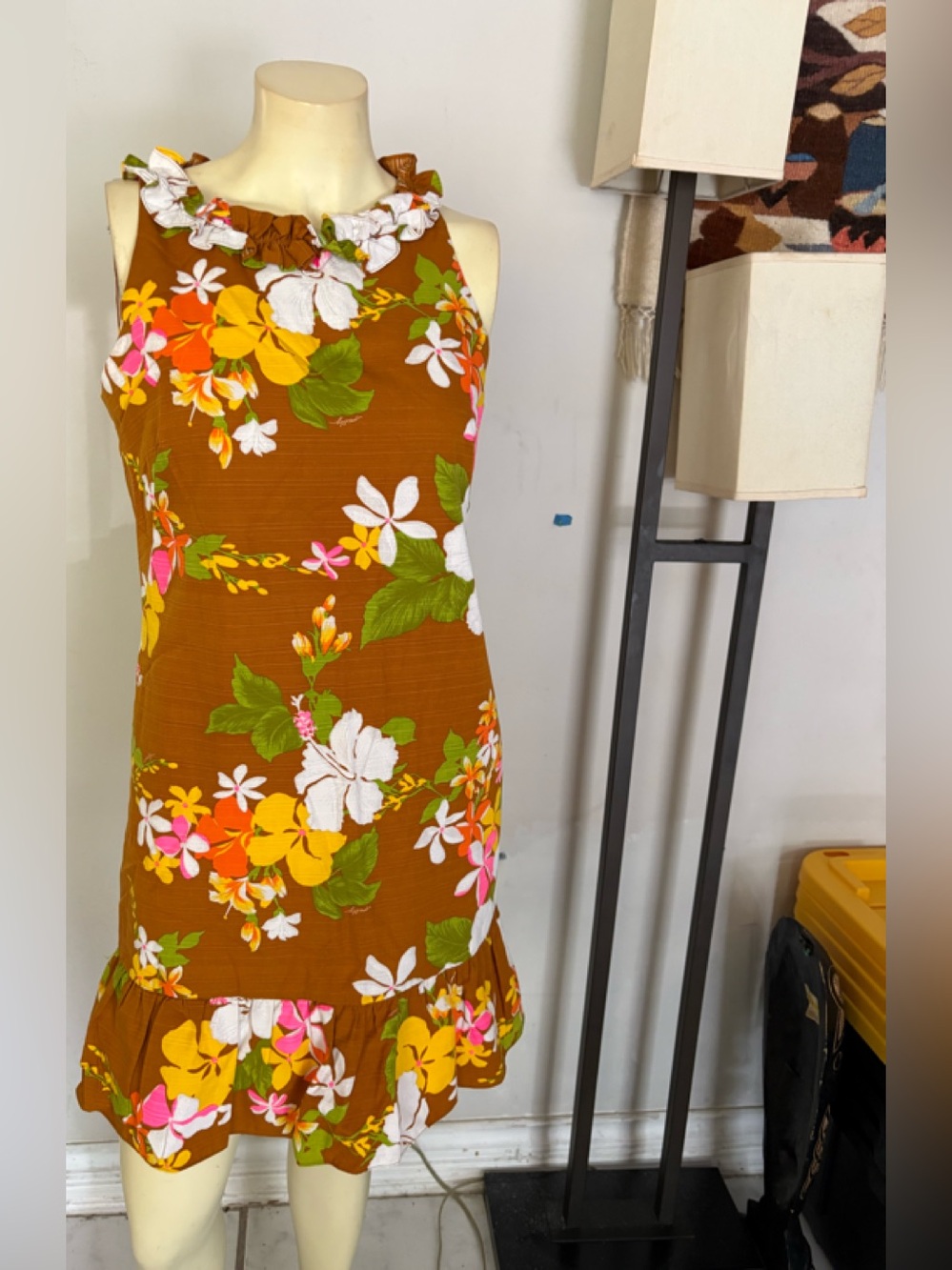 Milly of New York Multi Colored Floral Ruffle-Hem Mini Dress Size 6